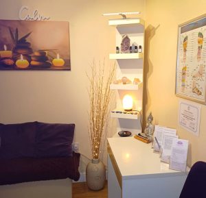 Therapy room at Cherque Farm Holistics for Reiki, Reflexology and Indian Head Massage